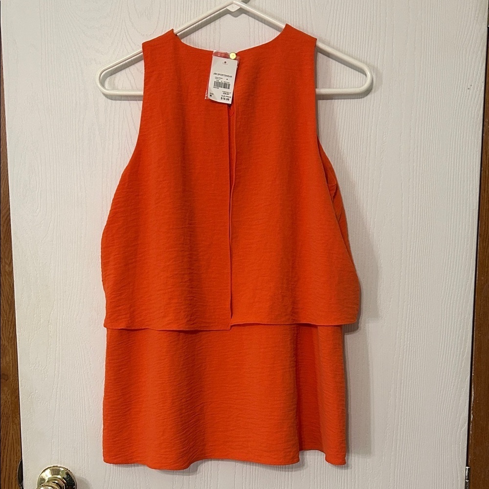 Cato Sleeveless Orange Layered Top - Picture 2 of 10